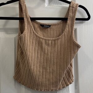 SHEIN Ribbed Beige Tank Top